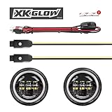 2pc Black Harley Running Light RGB Halo XKCHROME Smartphone App Controlled Driving Light kit with White DRL + Amber Turn Signal for Touring Bikes Ultra Classic Limited Road King Street Glide