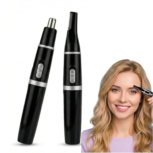 Eyebrow & Facial Hair Removal for Women and Man,Nose and Ear Hair Trimmer - for Eyebrow,Ear,Nose,Facial & Body Hair Removal, Painless,Dual Blades, Waterproof,Battery Not Included,Black