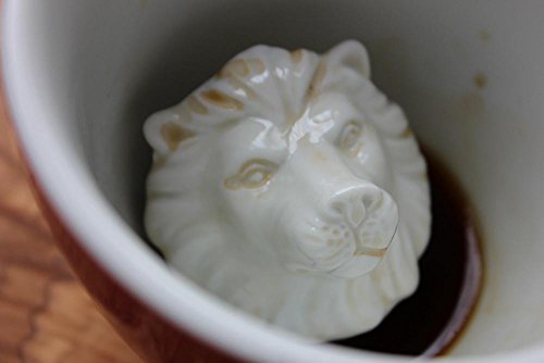 Creature Cups Lion Ceramic Cup (11 Ounce, Red) | Hidden Animal Inside | Holiday And Birthday Gift For Coffee & Tea Lovers #TOP2