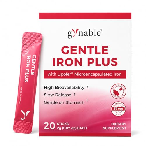 Image of Gentle Iron Supplement for Women: Slow Release 27mg Melt-in-Mouth Iron Powder with Vitamin C, B12 & Folic Acid, Easy on Stomach, Non-Constipating, Vegan Lipofer Iron Plus, 20 Sticks