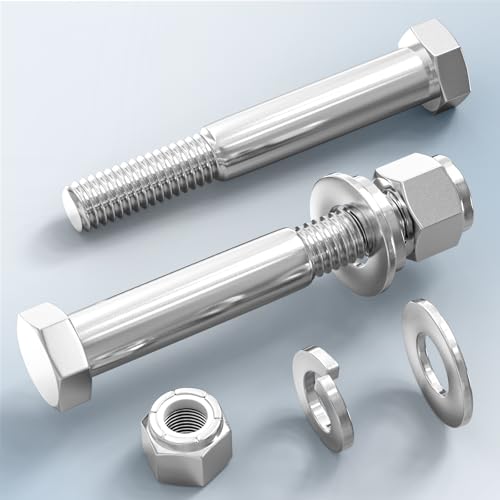 Image of 8PCS 1 /2 inch x 3-1 /2 inch 304 Stainless Steel External Hex Bolt, Half Threads Bolt with Nut and Spanner