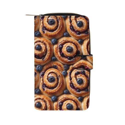 Blueberry Cinnamon Rolls Fashion Wallet Credit Card Holders Large Wristlet Handheld Coin Pockets