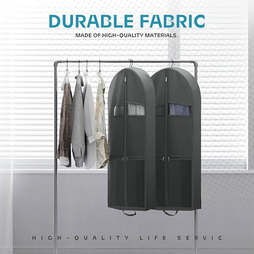 Image of Lazebox 43 inch Travel Garment Bag with Accessories Zipper Pocket, Heavy Duty Suit Bag for Suits, Tuxedos, Dresses, Coats, Dark Grey, 1 pack