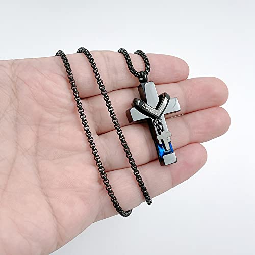YOUFENG Birthstones Urn Necklaces for Ashes Cross Cremation Pendant Urns for Human Ashes Memorial Keepsake Locket Jewelry4