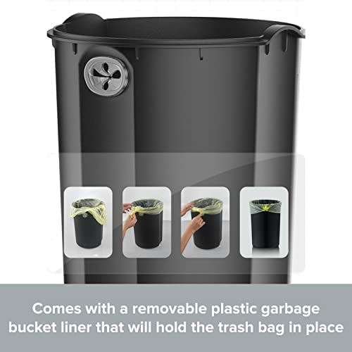Retro Trash Can With Lid - 12L/3.2 Gal Step Trash Can W/ Soft Closing Lid - Round Garbage Can W/ Handles - Touchless Trash Can W/ Removable Garbage Guard Bucket - Outdoor Garbage Bin - Large Trash Can, Green #TOP5