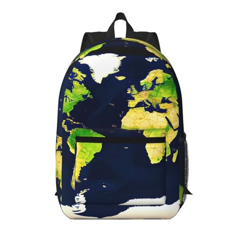 Sac à dos de voyage original motif carte du monde 17 pouces avec poche