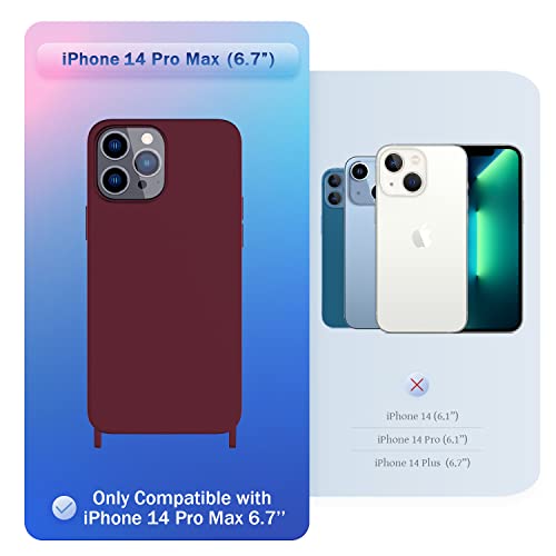 Image of Compatible with iPhone 14 Pro Max Case with Lanyard Crossbody iPhone Case with Strap Adjustable Shockproof Drop Protection Silicone Phone Cover for iPhone 14 Pro Max 6.7'' Plum