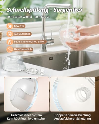 KISSBOBO Elektrische Milchpumpe, 4 Modi, 19 Stufen, Freihändig, Starke 280 mmHg Saugleistung, Hilft Müttern, Mehr Milch zu Produzieren (1 Stück/Weiß)