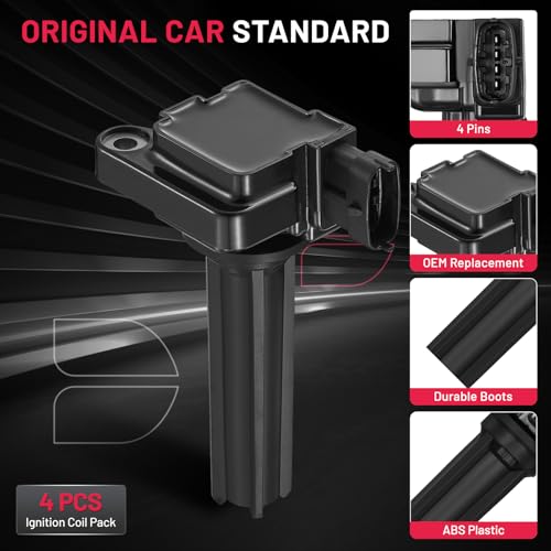 Image of BDFHYK Ignition Coil Pack UF526 Compatible with Saab 9-3 2003-2011 9-3X 2010-2011 2.0L l4 Saab Oem Coil Pack Coil for C1430 GN10592 H6T60271 5C1423 SKIC117 5C1423 COP300 GN10592 C732 Set of 4