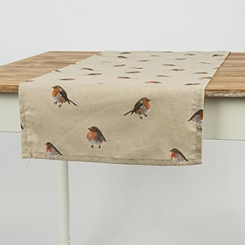 Camino de mesa pájaro petirrojo Natural Marrón 40 x 160 cm Cover
