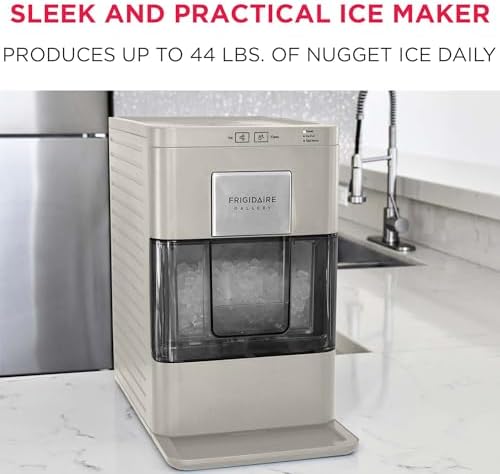 Frigidaire Nugget Ice Maker, Countertop Ice Machine with Transparent Window, Sonic Ice Maker with 44 lbs. Capacity, Auto Self Cleaning Ice Maker Machine, 2.0 Gen, Cream - 16.75D x 11.75W x 20.25H - 1