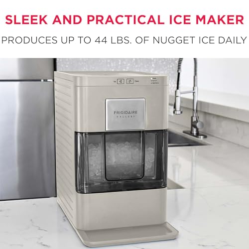 Frigidaire Nugget Ice Maker, Countertop Ice Machine with Transparent Window, Sonic Ice Maker with 44 lbs. Capacity, Auto Self Cleaning Ice Maker Machine, 2.0 Gen, Cream - 16.75D x 11.75W x 20.25H