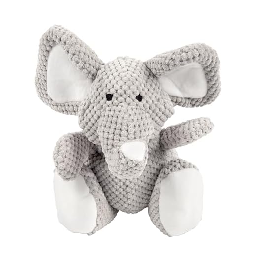 goDog Checkers Elephant Tough Plush Toy with Chew Guard Technology, Durable Checkered Fabric & Squeaker for Active Play, Gray, Large