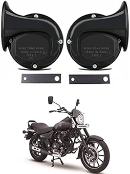 EIAC Universal Windtone Jalwa Horn (2 and 4 wheelers), Black color, Heavy plastic body, Set of 2, 12V voltage For Avenger Universal For All Models