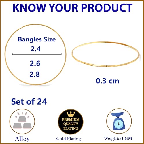Image of ZENEME One Gram Gold Plated Set of 12 Traditional Bangles for Women and Girls