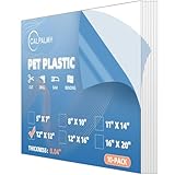 10 Pack of 12x12” PET Sheet/Plexiglass Panels 0.04” Thick; Use for Crafting Projects, Picture Frames, Cricut Cutting and More; Protective Film to Ensure Scratch and Damage Free Sheets