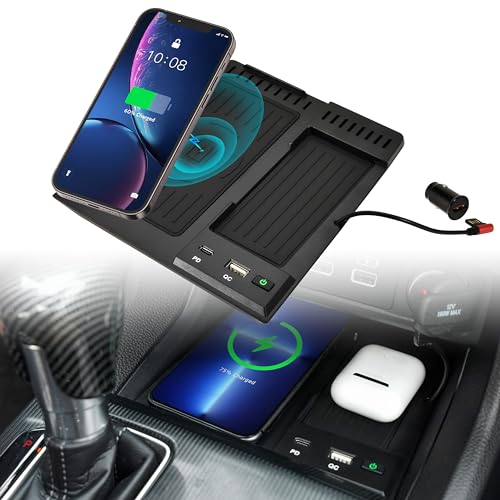 POKIAUTO Wireless Charger for 2022+ Honda Civic, 30W Fast Charging USB-A USB-C 15W Wireless Charger Panel with Anti-Slip Silicon Mat for Honda Civic 2022 2023 2024 Accessories