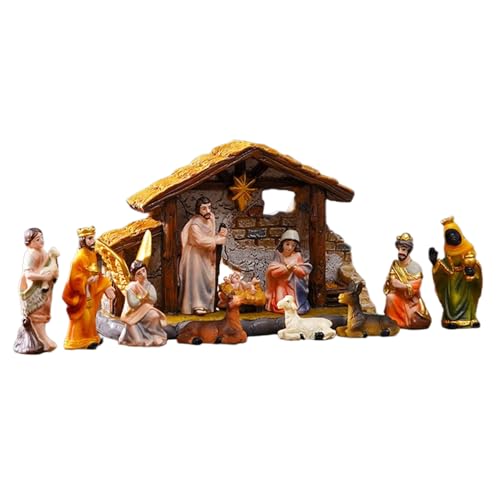 Vmiorzq Figuras de belén de Navidad de 1.38 Pulgadas de Alto, Estatua de la Sagrada Familia, Figura de Resina, para Mesa, hogar, Iglesia, Interior, césped, Patio, festividad
