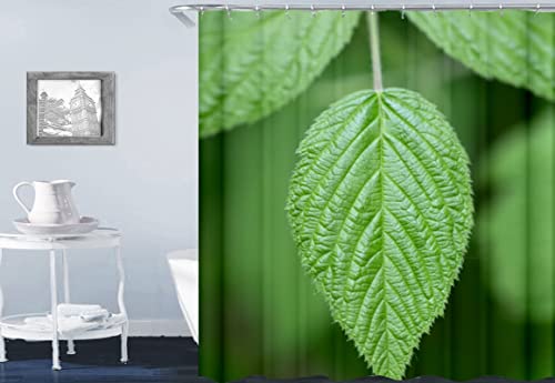 Musihy Rideau de Douche de Salle de Bain, 150x180cm Polyester Multicolore Feuille Verte Rideau de Douche pour Salle de Bains Baignoire