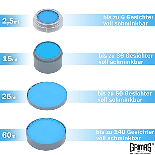 Grimas Water-Make-Up, 15ml Wasserschminke, Farbe weiß 001, professionelle Körperfarbe, schnelltrockend und sehr hautschonend, ideal fürs Kinderschminken, Karneval und Halloween, auf Wasserbasis