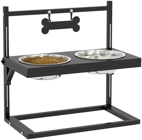 PawHut Comedero Elevado para Perros Cuenco para Perros con 2 Tazo...