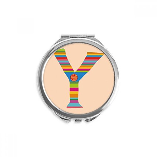 Miroir de poche portable rond motif orange mignon, petit miroir de maquillage à la main