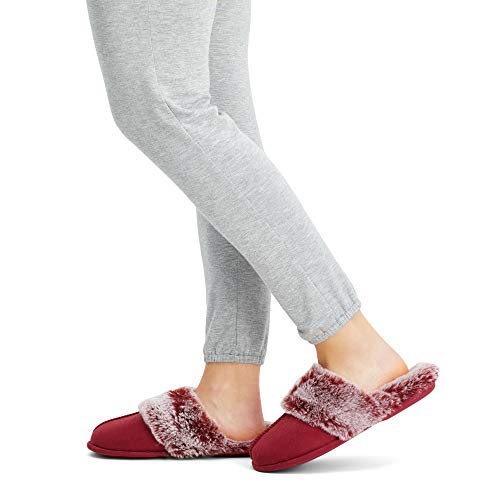 Image of Jessica Simpson womens Comfy Faux Fur House Slipper Scuff Memory Foam Slip on Anti-skid SoleSlipper