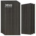 TO-TH Wood-Look Acoustic Wall Panels, 10 Pack 47.2” x 23.6” Acoustic Panels, Decorative Sound Absorbers Sound Dampening Panels for Home, Office, Basement, Rustic Walnut