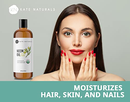 Kate Naturals Organic Neem Oil For Plant Spray (16 Oz) Usda Certified Organic. 100% Pure Cold Pressed Neem Seed Oil With High Azadirachtin Content #TOP3