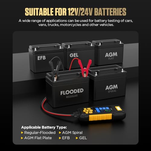 Battery System Testers BT760 Battery Analyzer 30-2000 CCA Battery/Load/Charging/Cranking Test for 8-32V Vehicles HD Vans Trucks Motorcycles Built-in Printer with 3 Rolls Printer Paper 14 Languages