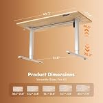 FEZIBO Standing Desk, 48 × 24 Inches Electric Height Adjustable, Sit and Stand Up, Computer Office Desk with Splice Board, White Frame/Maple TOP - Image 3