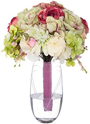 DIAMANTE Heart in Heart hand Cut Crystal Barrel Vase with Swarovski Crystals 25cm
