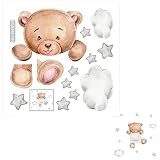 Alipis Lichtschalter Wandaufkleber Satz PVC Bär Stern Wolke 20X20cm Selbstklebend Kinderzimmer Wanddeko