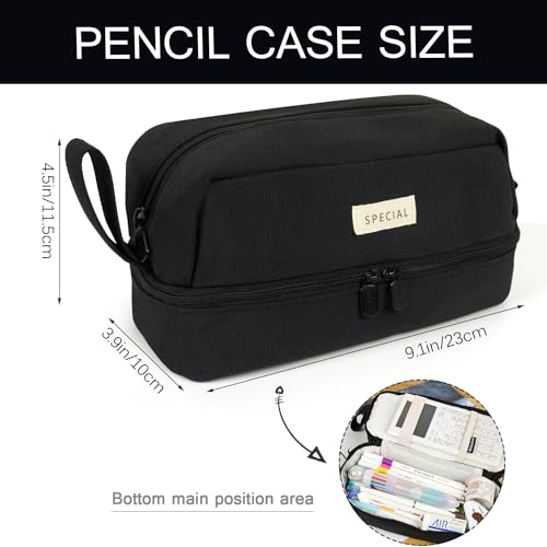 Image of MAMUNU Pencil Case Large Capacity, Pencil Case Aesthetic, Pencil Case Pen Pouch with Zipper Compartments Portable Handle, Pencil Pouch for School Office College Teen Girls Boys Adults Students
