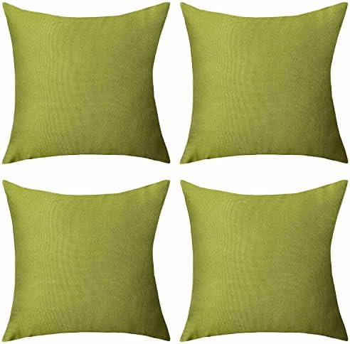 Home Brilliant Green Cushion Covers Set of 4, Outdoor Cushions Waterproof Plain Cushion Covers 45 x 45 for Garden Patio Tent, 45 cm, 18 Inch, 4 Pcs, Grass Green