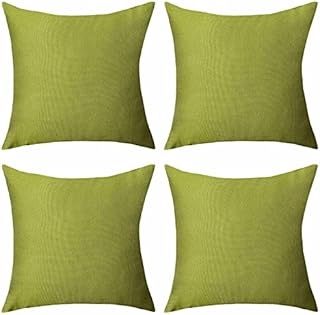 Home Brilliant Green Cushion Covers Set of 4, Outdoor Cushions Waterproof Plain Cushion Covers 45 x 45 for Garden Patio Tent, 45 cm, 18 Inch, 4 Pcs, Grass Green