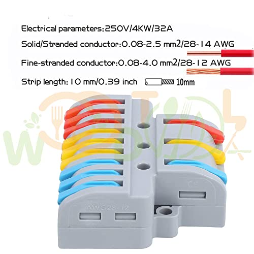 Image of Wire Nut Connectors Conductor - Push in Terminal Wire Connector - Compact Quick Wiring - Electrical Connector (4pcs, 3 to 9 Inline, Multi)