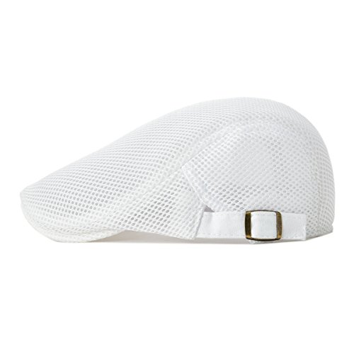 JANGOUL 2 Pack Men's Mesh Breathable Summer Newsboy Cap Adjustable Duckbill Driving Hat (Black/White) - Image 3