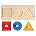 TOYANDONA 1 Pieces Baby Wooden Shape Puzzles,Montessori Wood Knob Puzzle Peg Board Geometric Shape Match Puzzles Baby Educational Toy