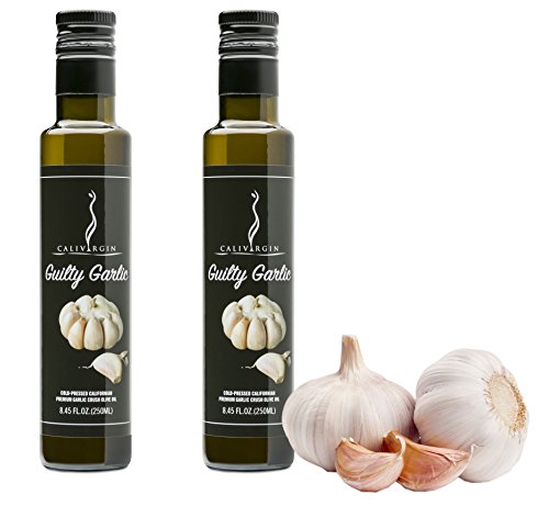 Calivirgin Guilty Garlic Flavor-Crushed Olive Oil (2-Bottle Bundle) - 100% Natural Fresh Flavor, No Additives or Preservatives - Organically and Sustainably Grown in California (8.45 Fl.Oz. Each) Calivirgin Guilty Garlic Flavor-Crushed Olive Oil (2-Bottle Bundle) - 100% Natural Fresh Flavor, No Additives or Preservatives - Organically and Sustainably Grown in California (8.45 Fl.Oz. Each)