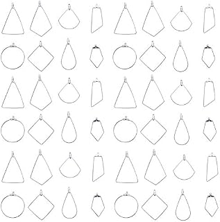 SUNNYCLUE 1 Box 48pcs 8 Styles Geometric Square Teardrop Triangle Beading Hoop Earring Finding with Loop Jewellery Finding for Earring Making Supplies