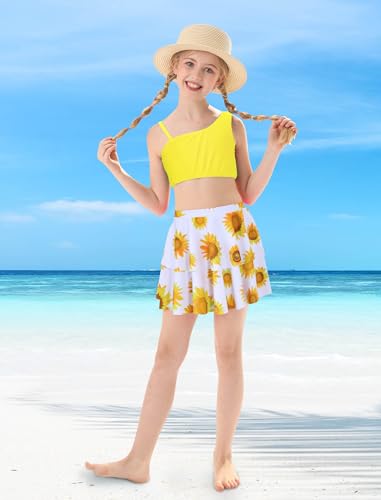 Image of RAISEVERN Girls Swimsuit 3 Piece Bathing Suits Cute Swimwear for 5-12 Years