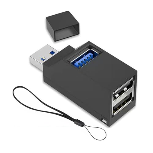 Divisor de 3 Puertos 3.0(2 USB 2.0 + 1 USB 3.0), Hub Mini para Ordenador portátil, PC Compatible con Impresora, Teclado, ratón, Auriculares