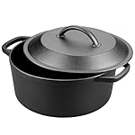Pre-Seasoned Cast Iron Dutch Oven with Lid, Round and Dual Handles, for Stovetop, Camping, Grill, Induction, Electric, Black, 3 qt - Image 4