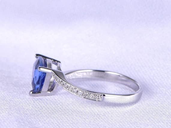 BeBold 1.5ct Trillion Cut Blue Created Tanzanite Swirl with Accents Ring White Gold Plated