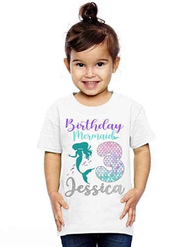 Personalized Mermaid Birthday Shirt, Add Any Name and Age, Family Matching Shirts, Custom Shirts for a Mermaid Birthday Party.