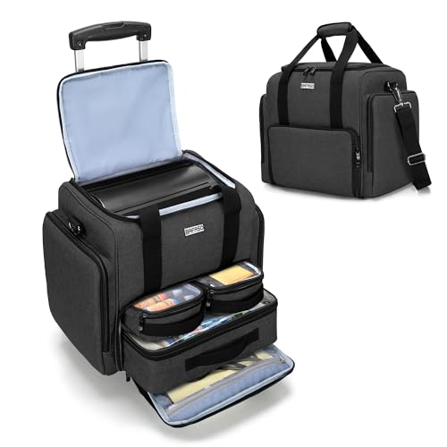 BAFASO Rolling Tattoo Case with 3 Removable Pouches and Detachable Dolly, Tattoo Travel Case for Tattoo Stencil Printer and Tattoo Supplies, Black