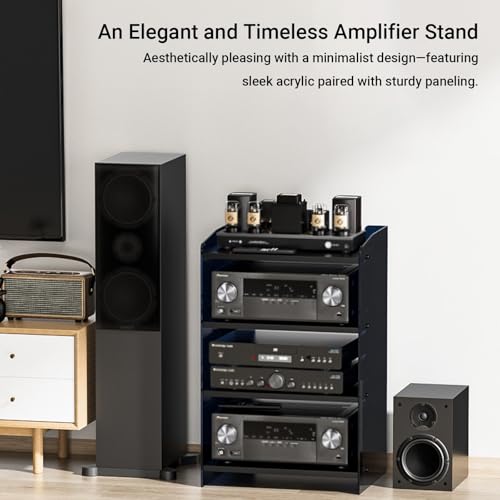 Support audio AV design à 3 couches en acrylique robuste avec étagères modulables - 4