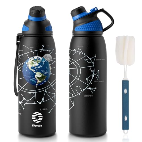 Image of FJbottle 32oz Stainless Steel Insulated Water Bottle No Straw Spout Lid | Double Wall Vacuum Insulated, 18 /8 Stainless Steel, Leakproof, BPA-Free, Sports Flask Ideal For Gym Workout Hiking Travel