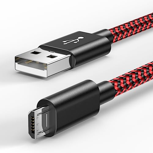 6amLifestyle 16 FT PS4 Controller Charger Charging Cable, Nylon Braided Extra Long Micro USB 2.0 High Speed Data Sync Cord Compatible for Playstaion 4, PS4 Slim/Pro, Xbox One S/X Controller, Red
